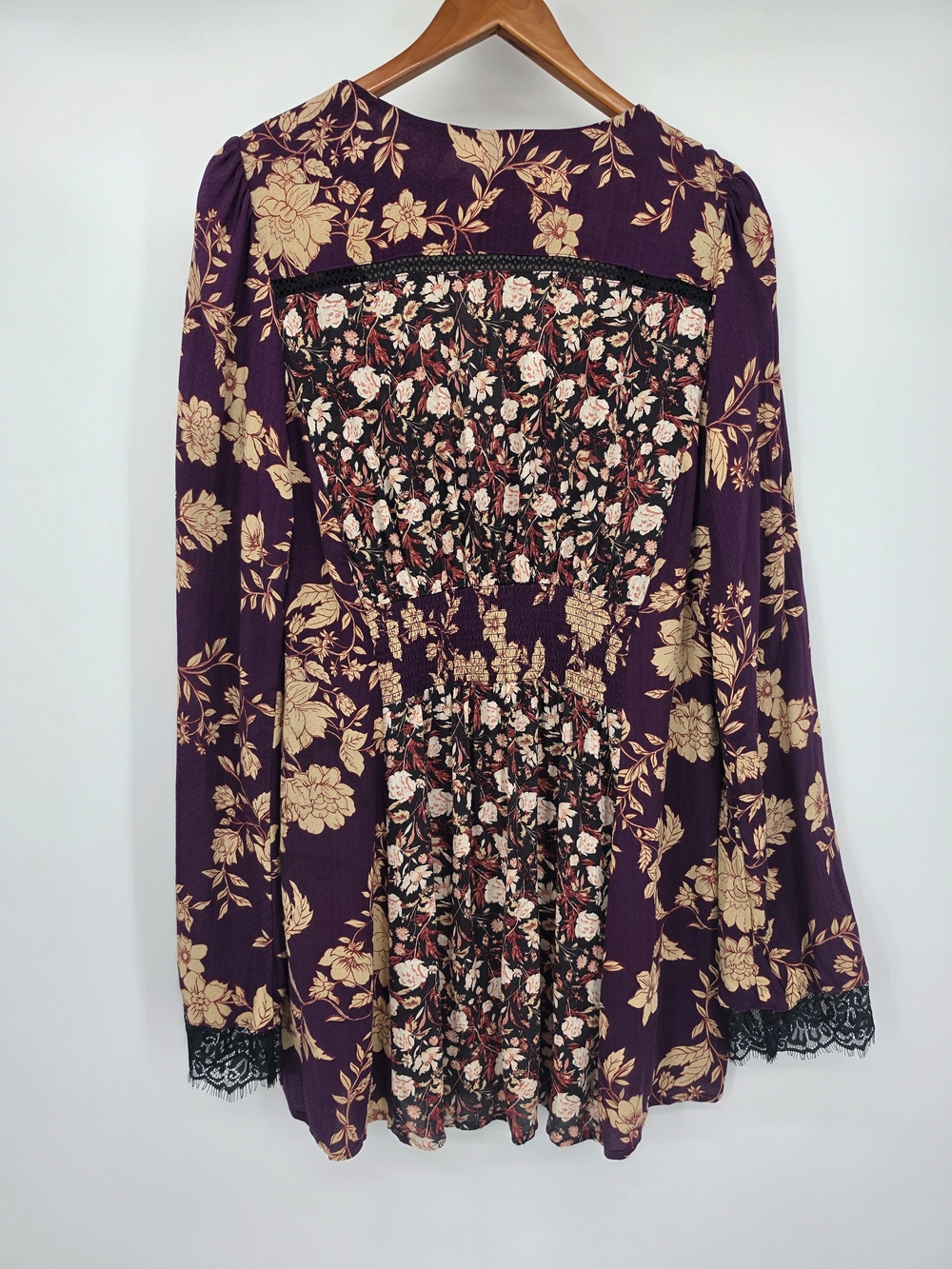 FREE PEOPLE Odette Floral Long Sleeve Tunic Mino Dress New Large - Picture 4 of 11